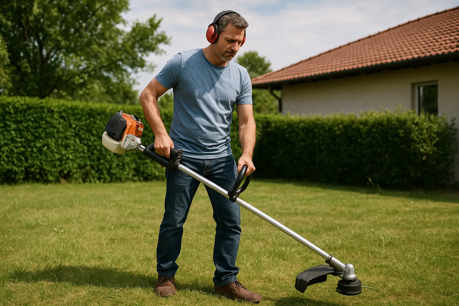 Wie man einen Rasentrimmer richtig einstellt und sicher bedient